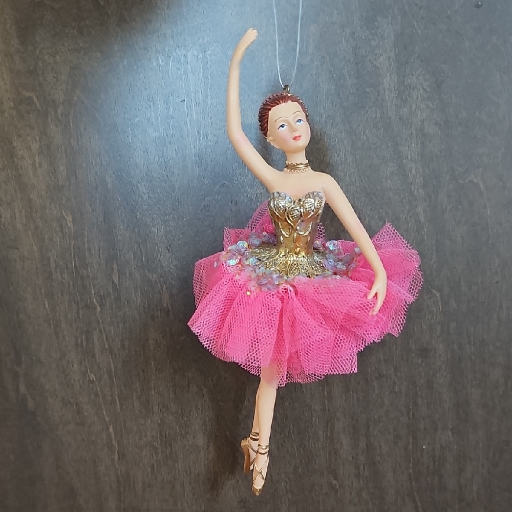 Ballerina‎ Tulle Skirt, Metallic Gold Skirt Christmas Ornament 6.5"